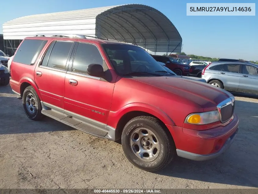 2000 Lincoln Navigator VIN: 5LMRU27A9YLJ14636 Lot: 40445530