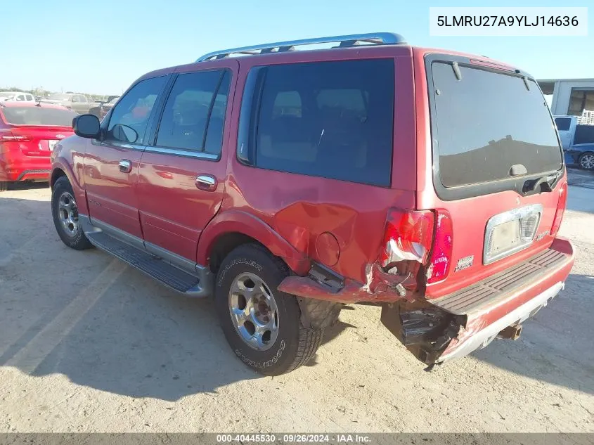 2000 Lincoln Navigator VIN: 5LMRU27A9YLJ14636 Lot: 40445530