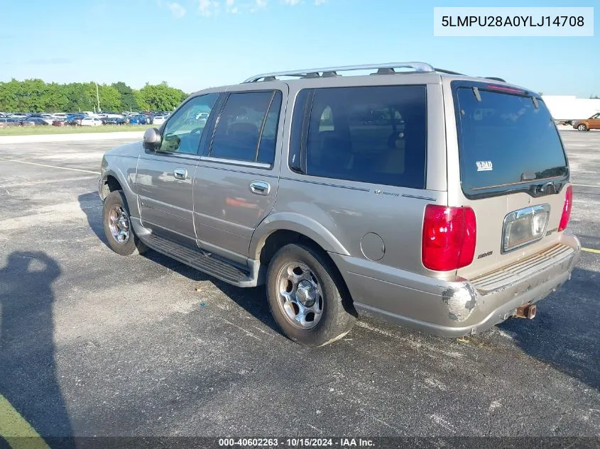 2000 Lincoln Navigator VIN: 5LMPU28A0YLJ14708 Lot: 40602263