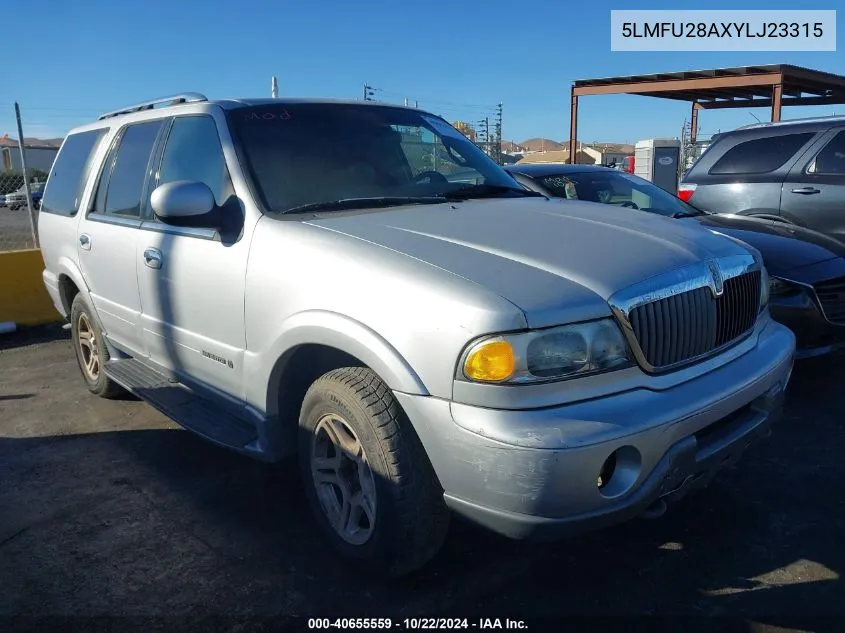 2000 Lincoln Navigator VIN: 5LMFU28AXYLJ23315 Lot: 40655559