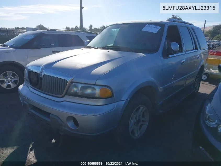 2000 Lincoln Navigator VIN: 5LMFU28AXYLJ23315 Lot: 40655559