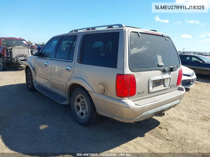 2001 Lincoln Navigator VIN: 5LMEU27R91LJ18325 Lot: 40670807