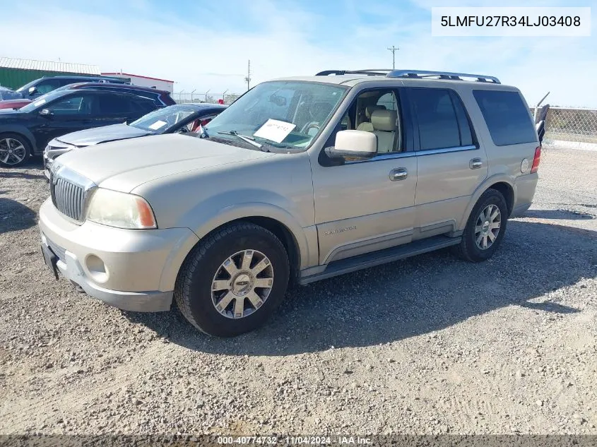 2004 Lincoln Navigator Luxury VIN: 5LMFU27R34LJ03408 Lot: 40774732