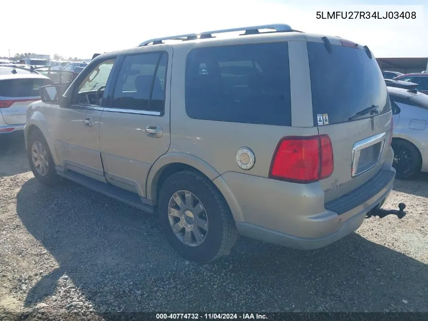 2004 Lincoln Navigator Luxury VIN: 5LMFU27R34LJ03408 Lot: 40774732