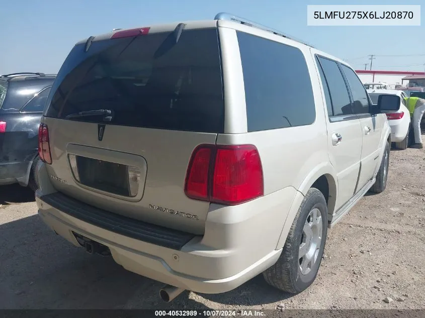 2006 Lincoln Navigator Luxury/Ultimate VIN: 5LMFU275X6LJ20870 Lot: 40532989