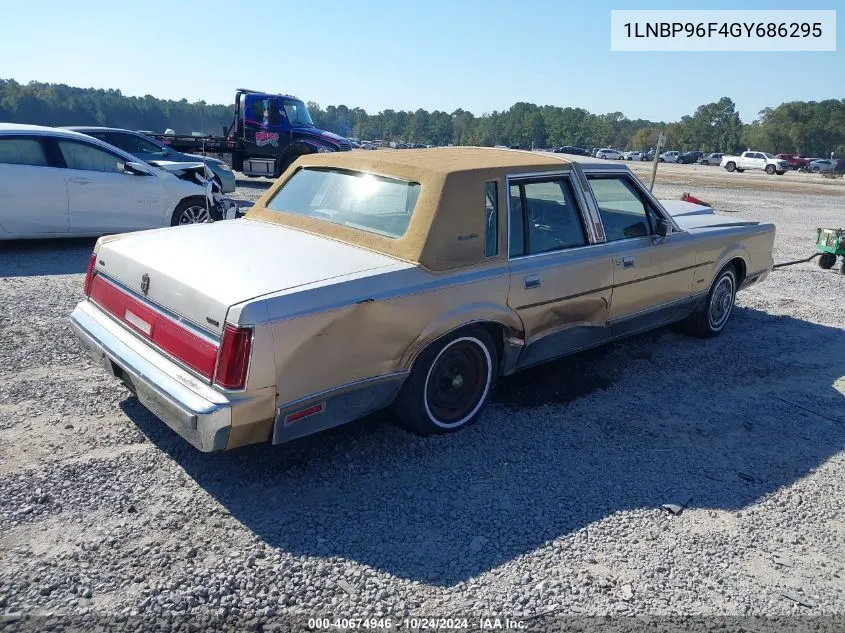 1986 Lincoln Town Car VIN: 1LNBP96F4GY686295 Lot: 40674946