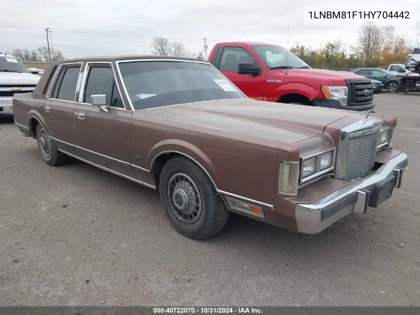 1987 Lincoln Town Car VIN: 1LNBM81F1HY704442 Lot: 40722070