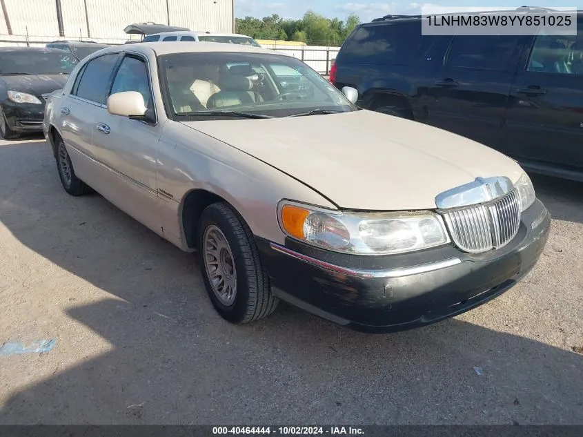 2000 Lincoln Town Car Cartier VIN: 1LNHM83W8YY851025 Lot: 40464444