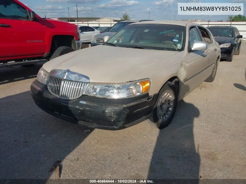 2000 Lincoln Town Car Cartier VIN: 1LNHM83W8YY851025 Lot: 40464444