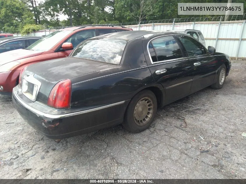 2000 Lincoln Town Car Executive VIN: 1LNHM81W3YY784675 Lot: 40712915