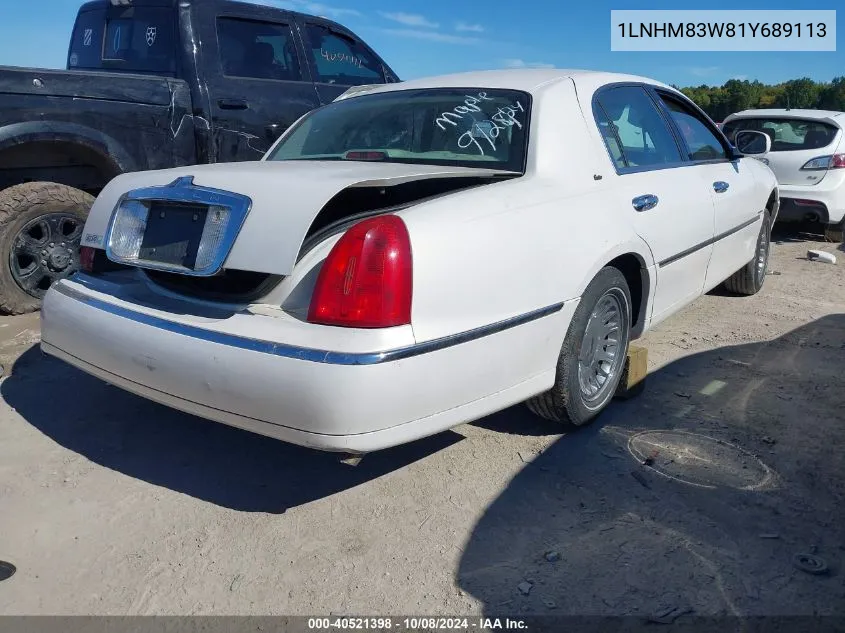 2001 Lincoln Town Car Cartier VIN: 1LNHM83W81Y689113 Lot: 40521398