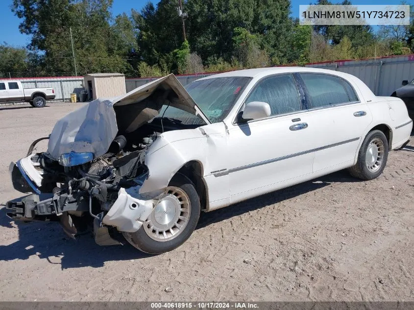 2001 Lincoln Town Car Executive VIN: 1LNHM81W51Y734723 Lot: 40618915