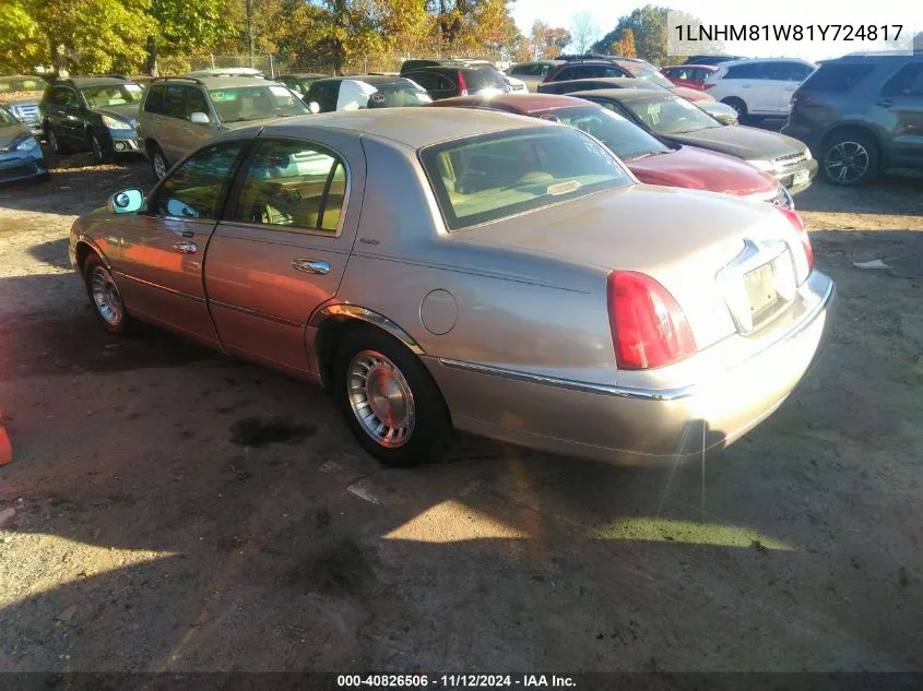 2001 Lincoln Town Car Executive VIN: 1LNHM81W81Y724817 Lot: 40826506