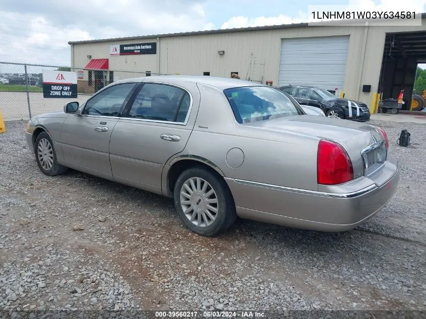 2003 Lincoln Town Car Executive VIN: 1LNHM81W03Y634581 Lot: 39560217