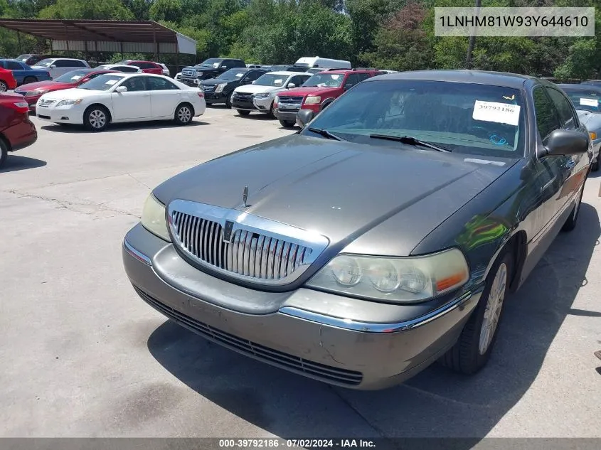 2003 Lincoln Town Car Executive VIN: 1LNHM81W93Y644610 Lot: 39792186