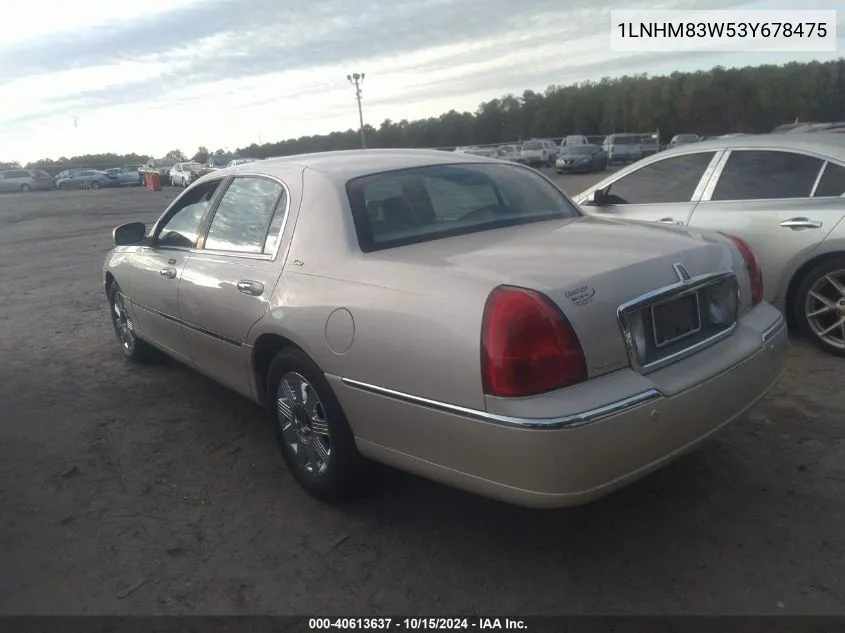 2003 Lincoln Town Car Cartier VIN: 1LNHM83W53Y678475 Lot: 40613637