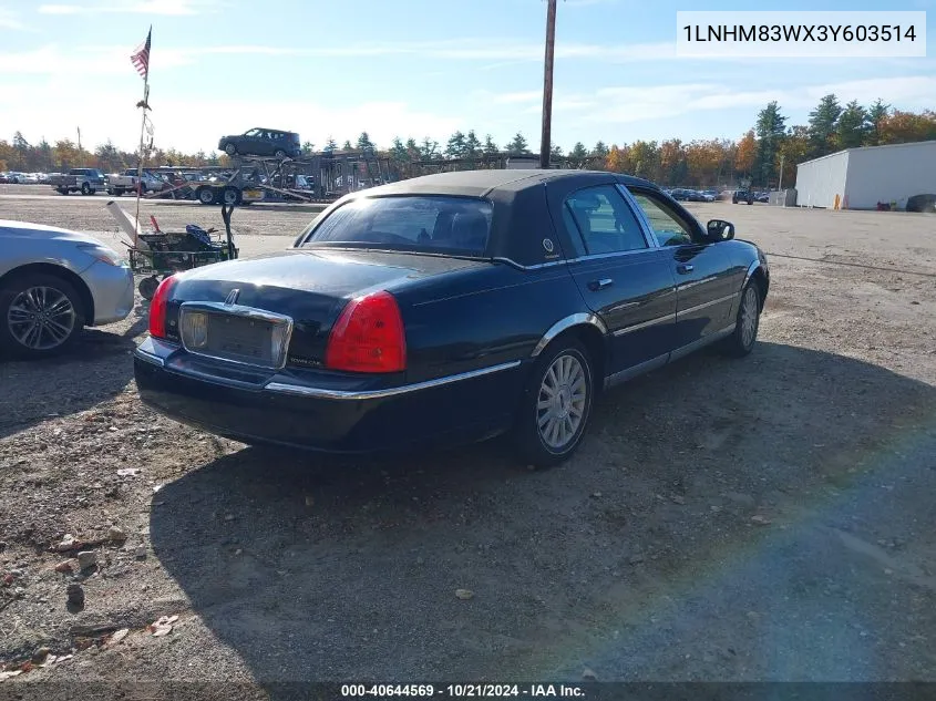 2003 Lincoln Town Car Cartier VIN: 1LNHM83WX3Y603514 Lot: 40644569