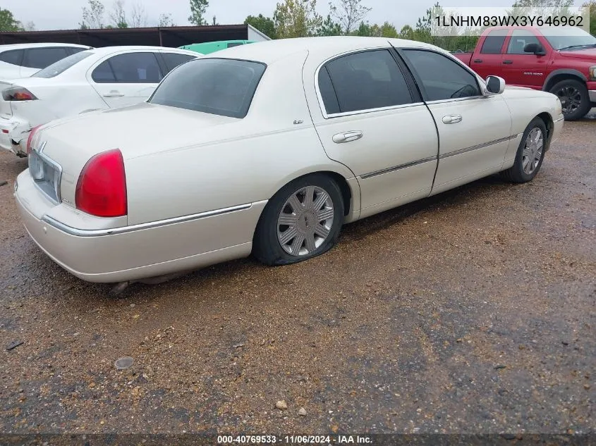 2003 Lincoln Town Car Cartier VIN: 1LNHM83WX3Y646962 Lot: 40769533