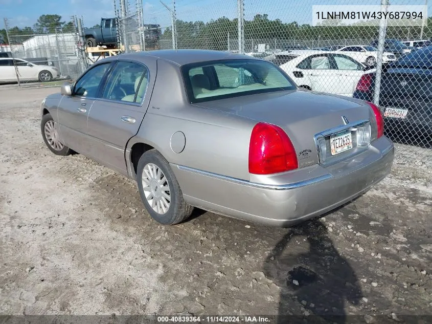 1LNHM81W43Y687994 2003 Lincoln Town Car Executive