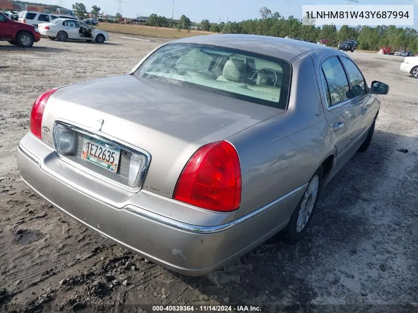 1LNHM81W43Y687994 2003 Lincoln Town Car Executive