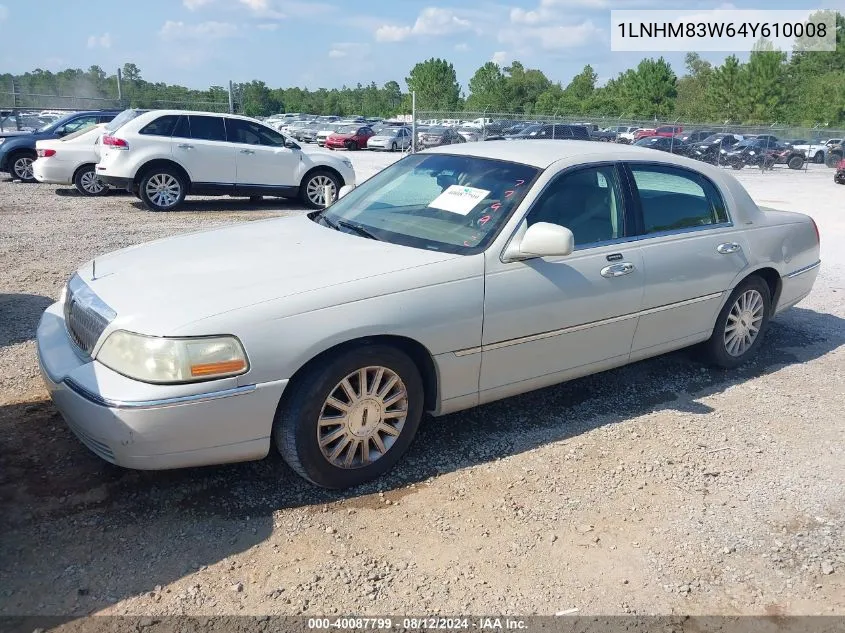 2004 Lincoln Town Car Ultimate VIN: 1LNHM83W64Y610008 Lot: 40087799