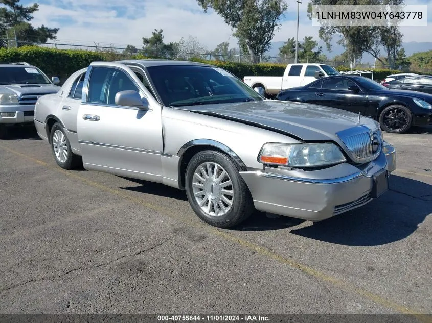 2004 Lincoln Town Car Ultimate VIN: 1LNHM83W04Y643778 Lot: 40755844