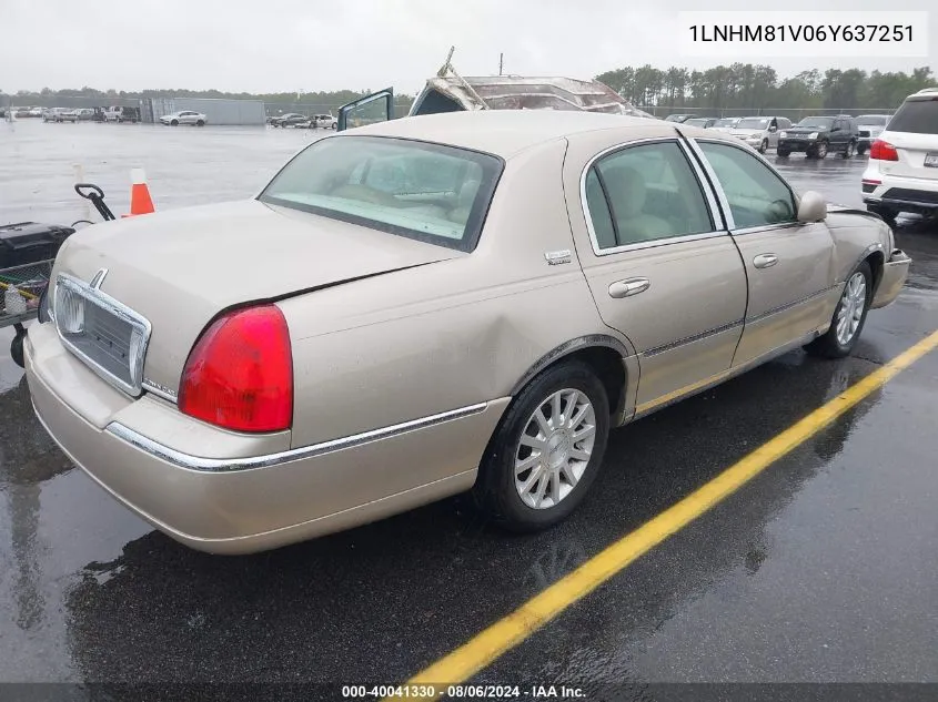 2006 Lincoln Town Car Signature VIN: 1LNHM81V06Y637251 Lot: 40041330