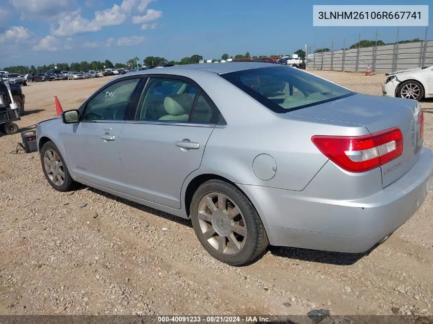 2006 Lincoln Zephyr VIN: 3LNHM26106R667741 Lot: 40091233