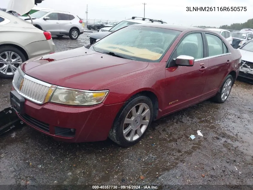 2006 Lincoln Zephyr VIN: 3LNHM26116R650575 Lot: 40357730