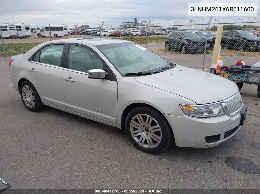 2006 Lincoln Zephyr VIN: 3LNHM261X6R611600 Lot: 40412705