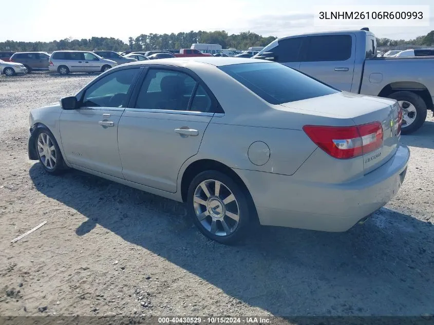 2006 Lincoln Zephyr VIN: 3LNHM26106R600993 Lot: 40430529