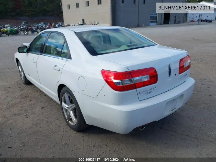 2006 Lincoln Zephyr VIN: 3LNHM261X6R617011 Lot: 40537417