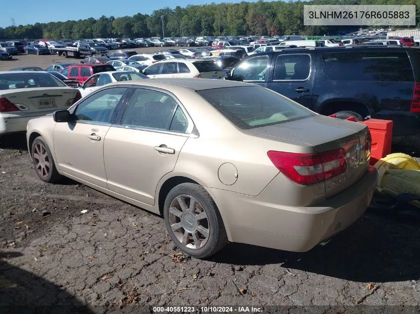 2006 Lincoln Zephyr VIN: 3LNHM26176R605883 Lot: 40551223