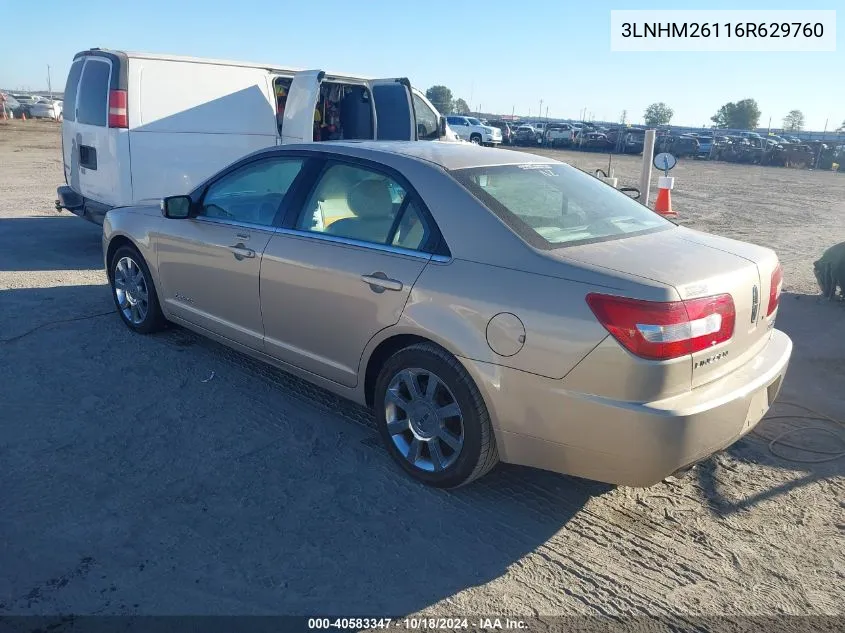 2006 Lincoln Zephyr VIN: 3LNHM26116R629760 Lot: 40583347