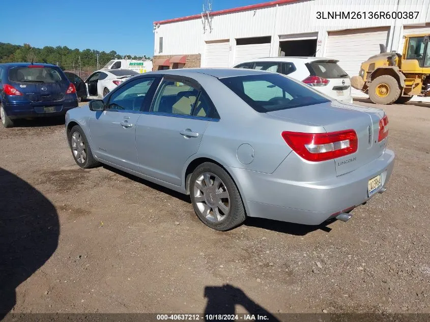 2006 Lincoln Zephyr VIN: 3LNHM26136R600387 Lot: 40637212