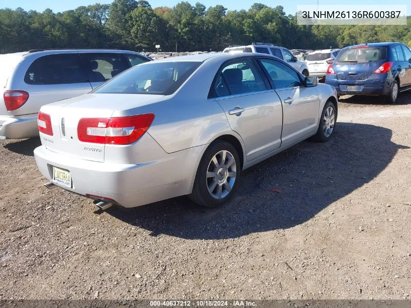 2006 Lincoln Zephyr VIN: 3LNHM26136R600387 Lot: 40637212