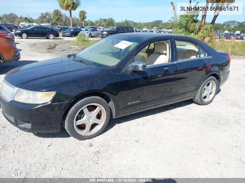 2006 Lincoln Zephyr VIN: 3LNHM26186R661671 Lot: 40651498