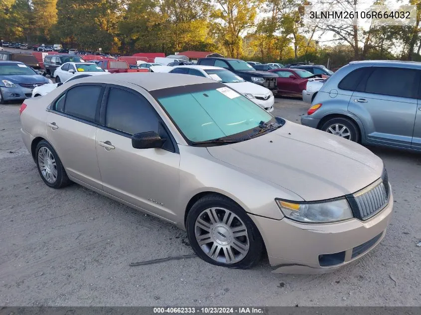 2006 Lincoln Zephyr VIN: 3LNHM26106R664032 Lot: 40662333