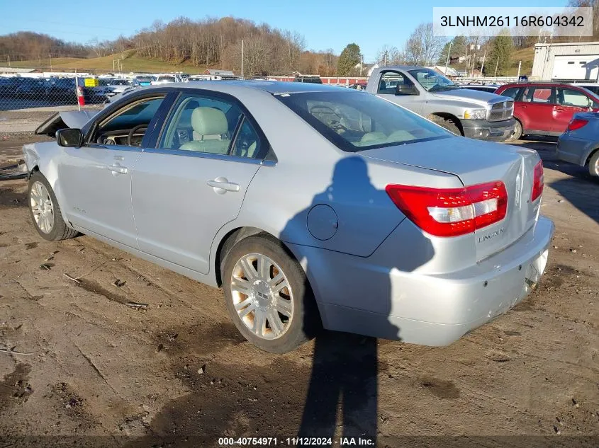 2006 Lincoln Zephyr VIN: 3LNHM26116R604342 Lot: 40754971