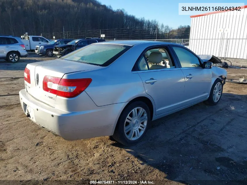 2006 Lincoln Zephyr VIN: 3LNHM26116R604342 Lot: 40754971