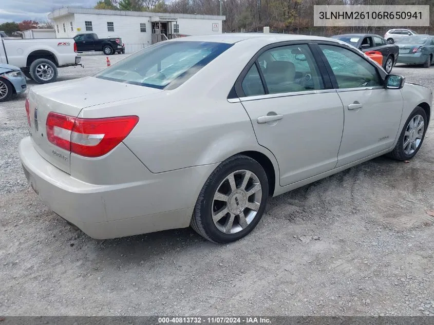 2006 Lincoln Zephyr VIN: 3LNHM26106R650941 Lot: 40813732