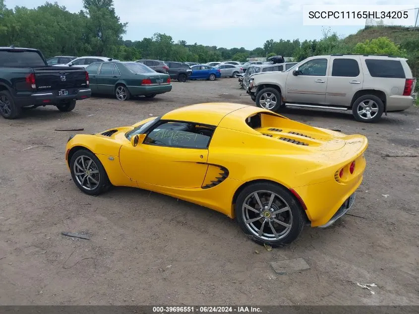 2005 Lotus Elise VIN: SCCPC11165HL34205 Lot: 39696551