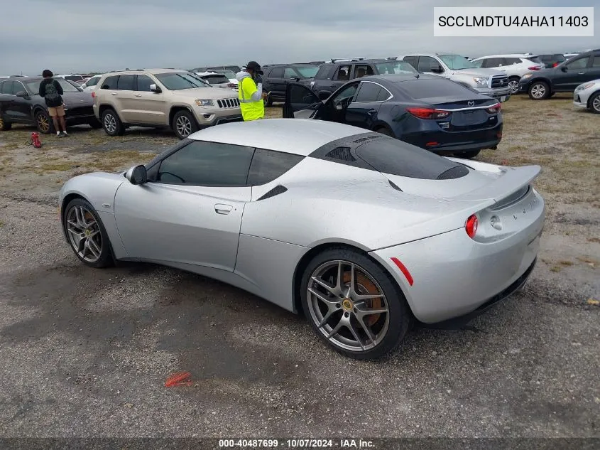 2010 Lotus Evora VIN: SCCLMDTU4AHA11403 Lot: 40487699