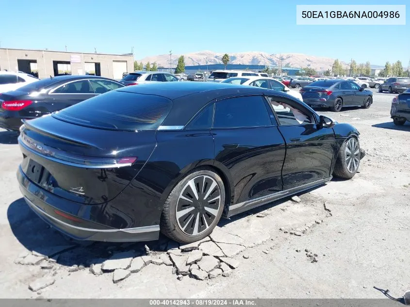 2022 Lucid Air Grand Touring VIN: 50EA1GBA6NA004986 Lot: 40142943