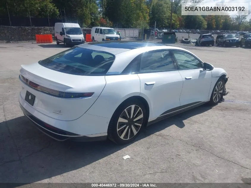 2022 Lucid Air Grand Touring VIN: 50EA1GBA8NA003192 Lot: 40446972