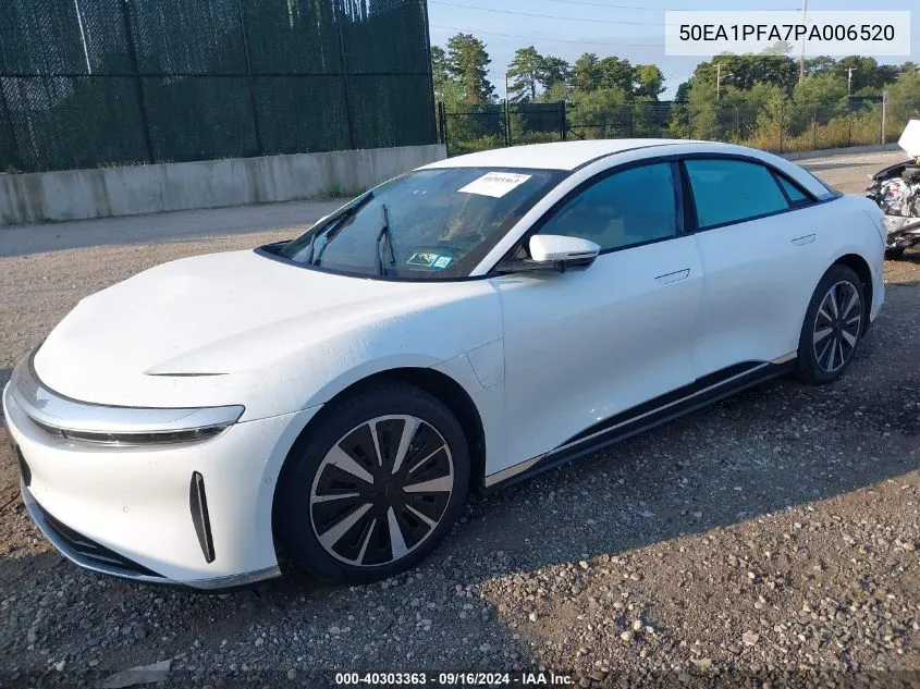 2023 Lucid Air Pure VIN: 50EA1PFA7PA006520 Lot: 40303363