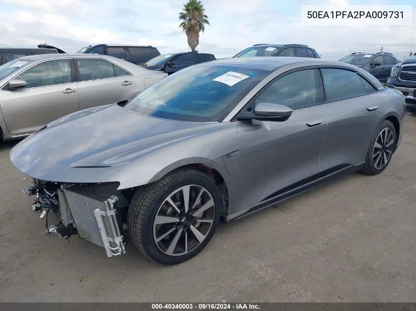 2023 Lucid Air Pure VIN: 50EA1PFA2PA009731 Lot: 40340003