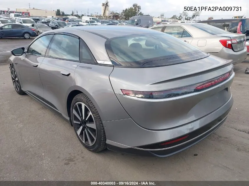 2023 Lucid Air Pure VIN: 50EA1PFA2PA009731 Lot: 40340003