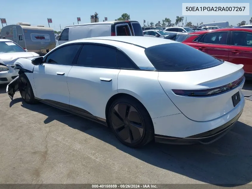 2024 Lucid Air Pure VIN: 50EA1PGA2RA007267 Lot: 40158859