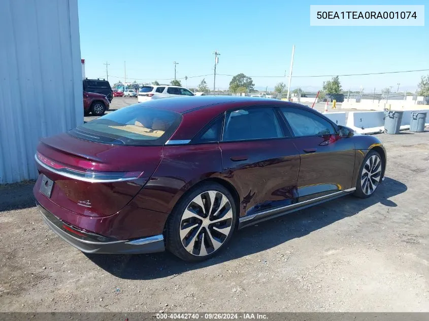 2024 Lucid Air Touring VIN: 50EA1TEA0RA001074 Lot: 40442740